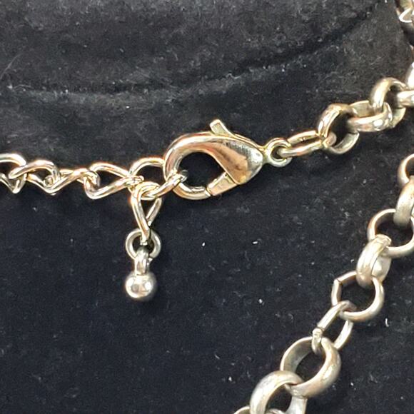 Vintage Faceted Matte and Shiny Labradorite Beads Bib Necklace with Fringe 16" - Picture 4 of 6